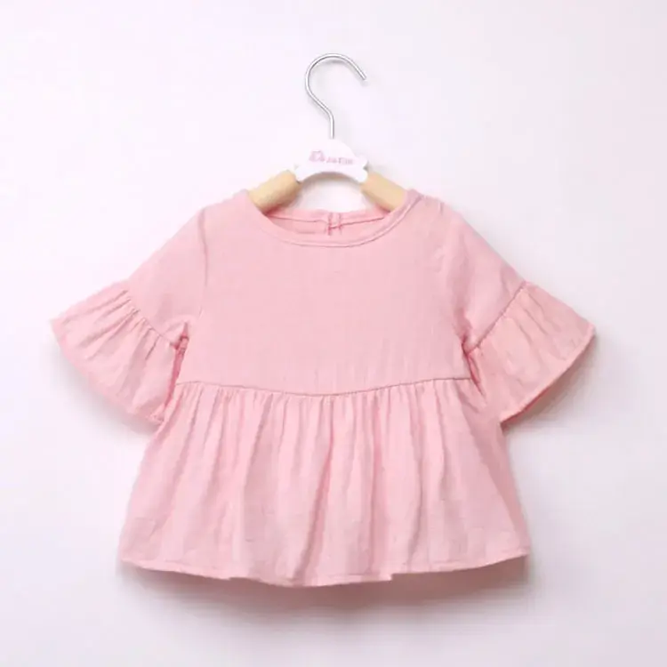 Girls Cotton Three-Quarter Sleeve Top Yellow