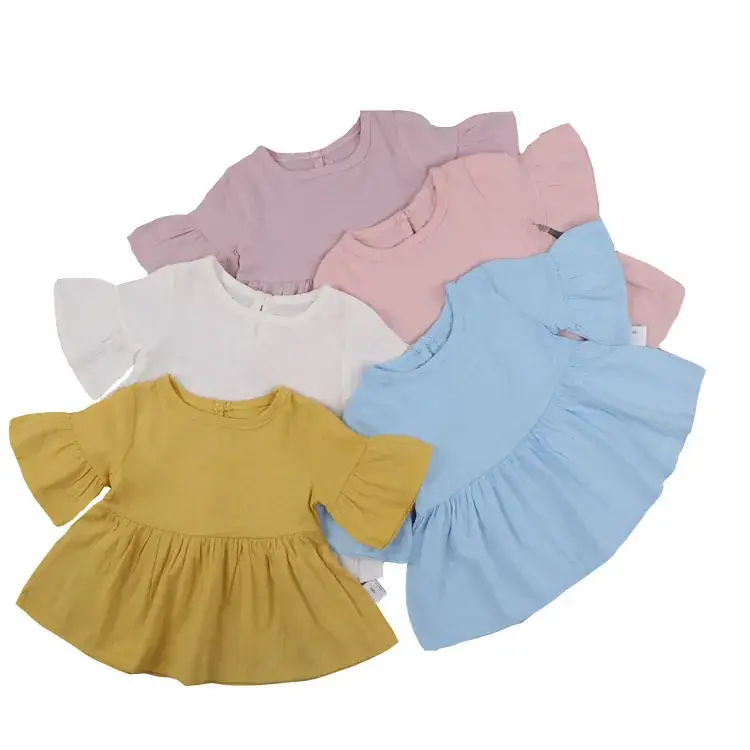 Girls Cotton Three-Quarter Sleeve Top Yellow