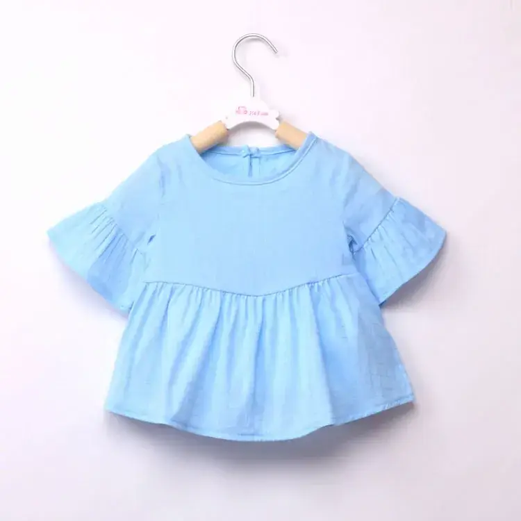 Girls Cotton Three-Quarter Sleeve Top Yellow