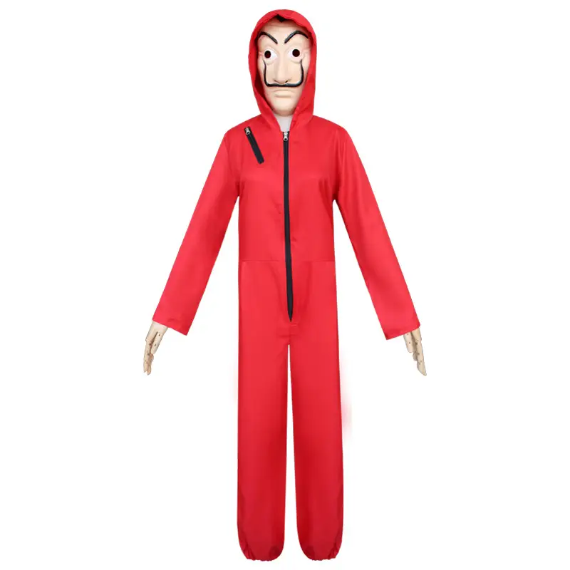 Halloween Clown Mask Red Jumpsuit Costume - Image 3