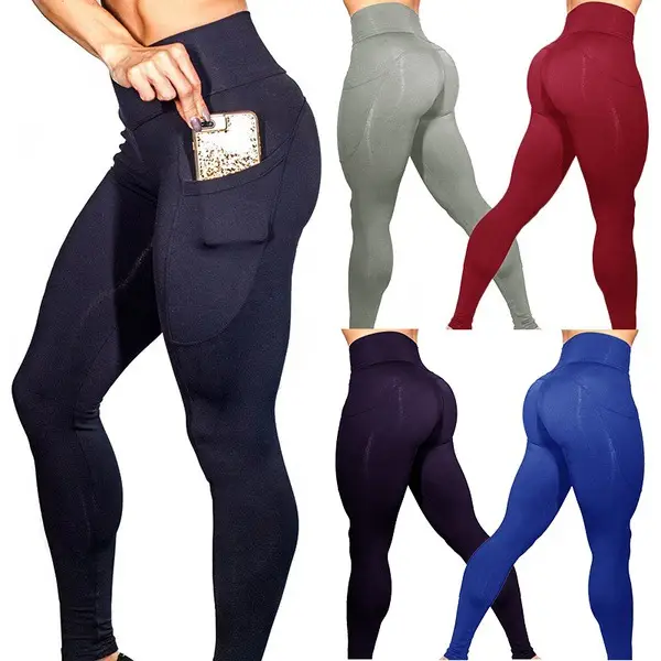 Blue Sports Yoga Pants with Phone Pocket - Image 15