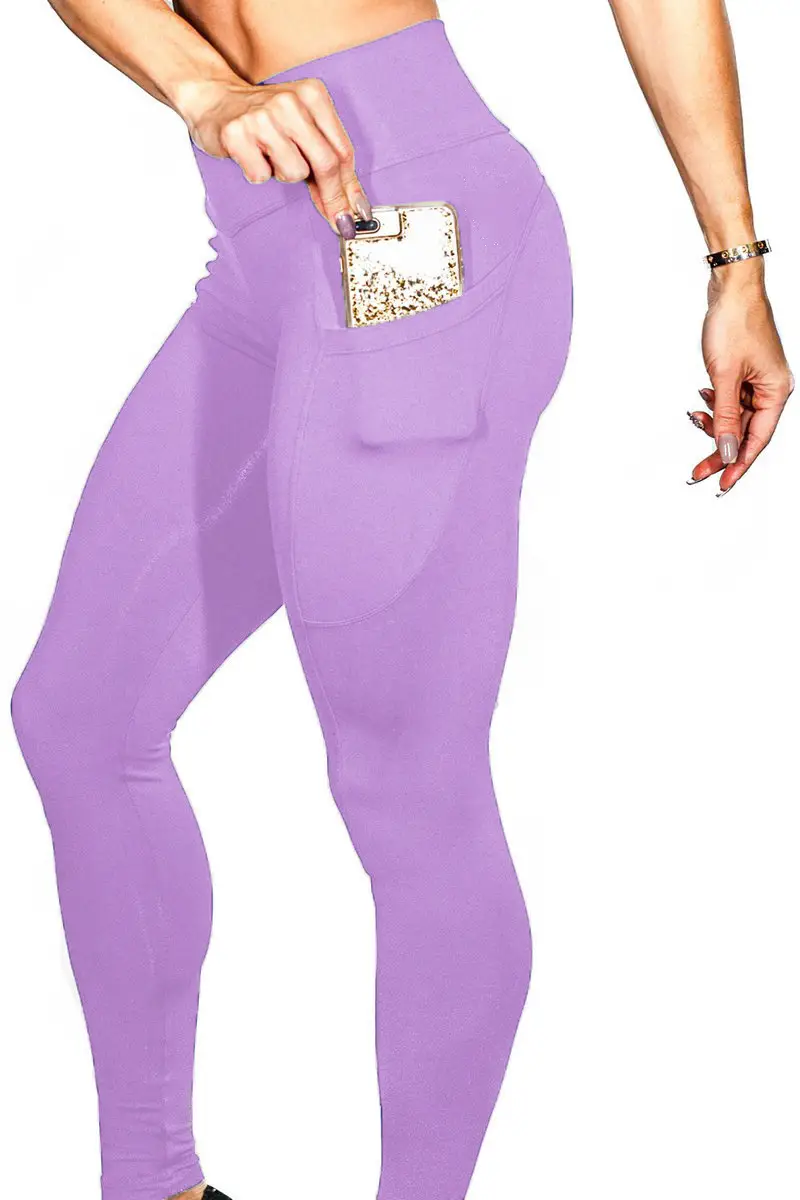Blue Sports Yoga Pants with Phone Pocket - Image 11