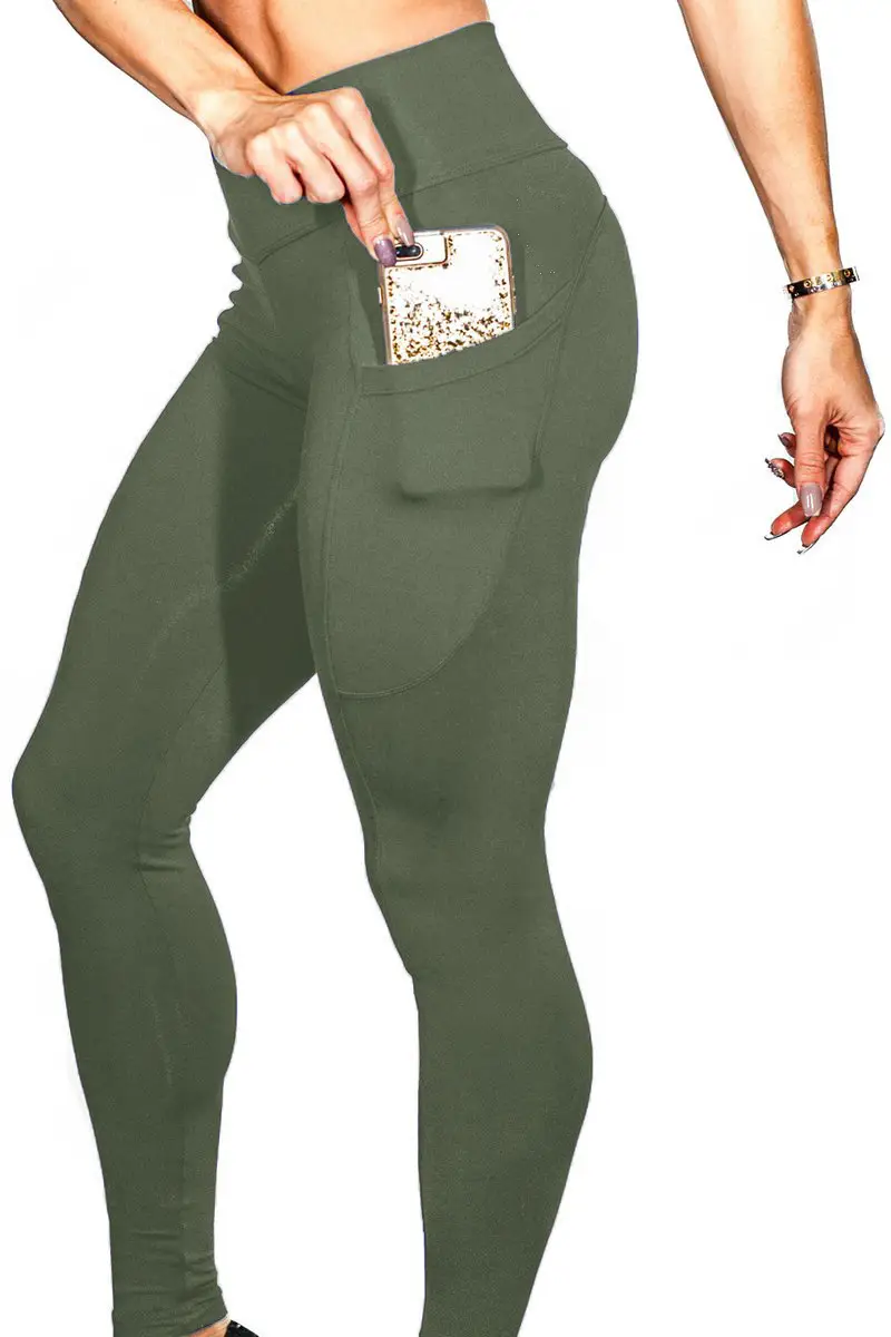 Blue Sports Yoga Pants with Phone Pocket - Image 3