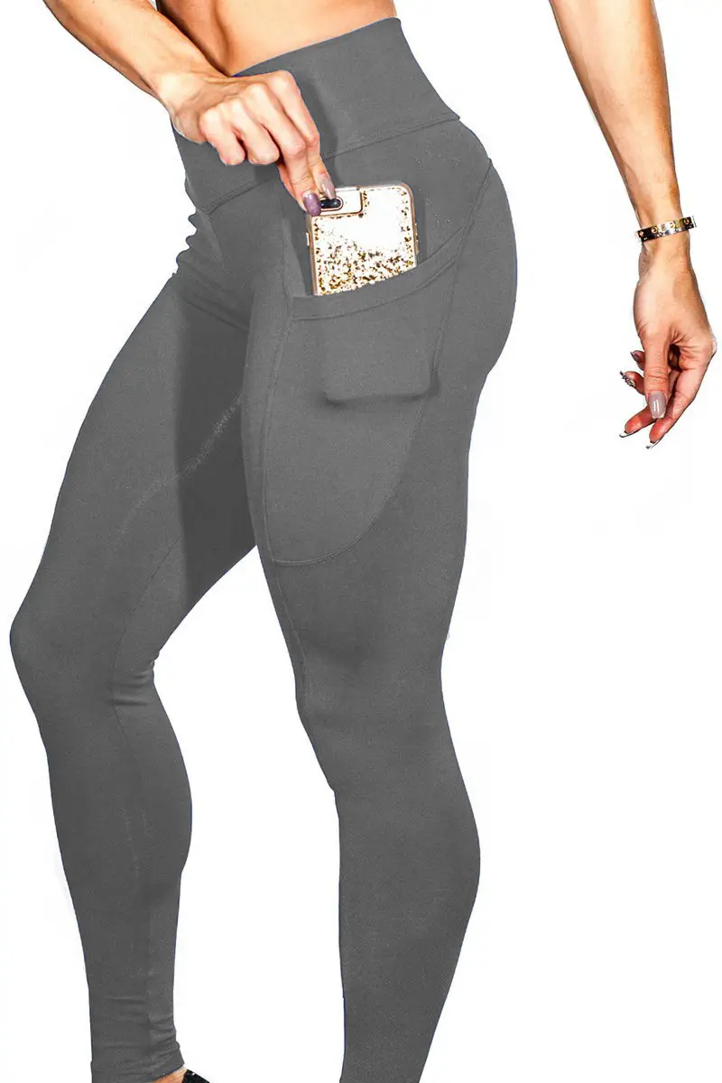 Blue Sports Yoga Pants with Phone Pocket - Image 4