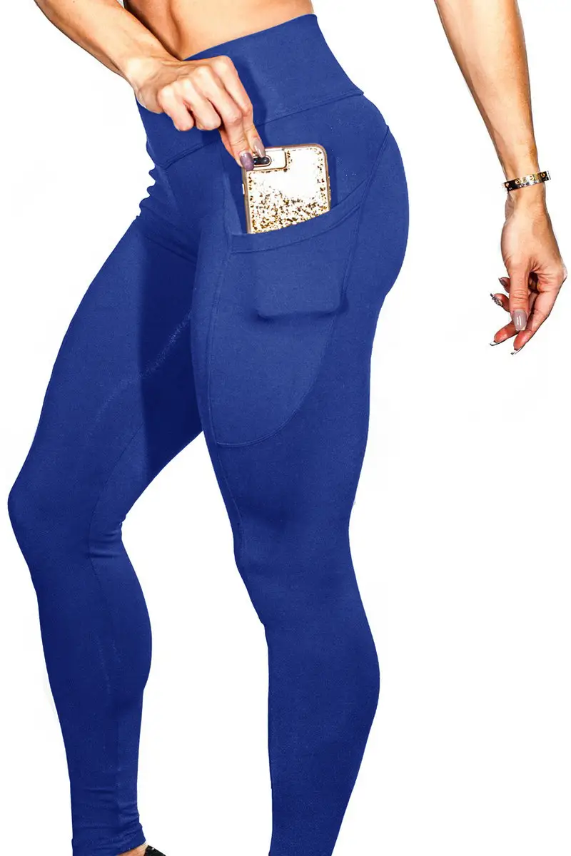 Blue Sports Yoga Pants with Phone Pocket - Image 6