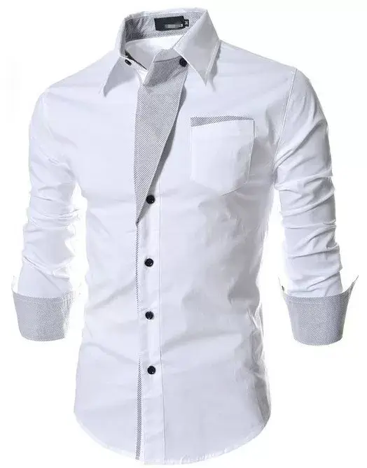 White Long Sleeve Button-Down Shirt for Men — feature 14