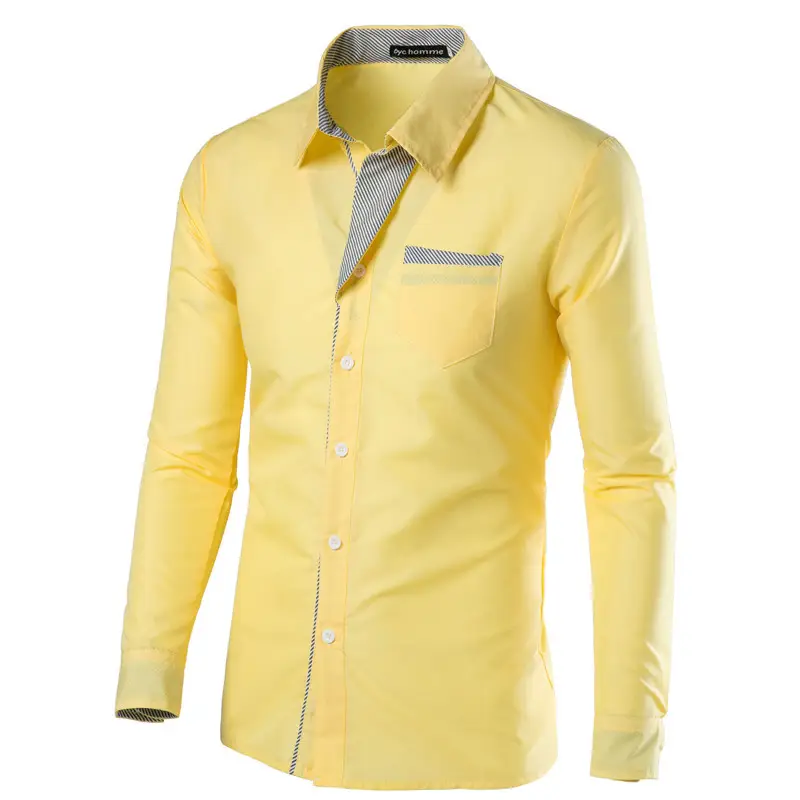 Men's Blue Button-Down Shirt with Striped Inner - Image 23
