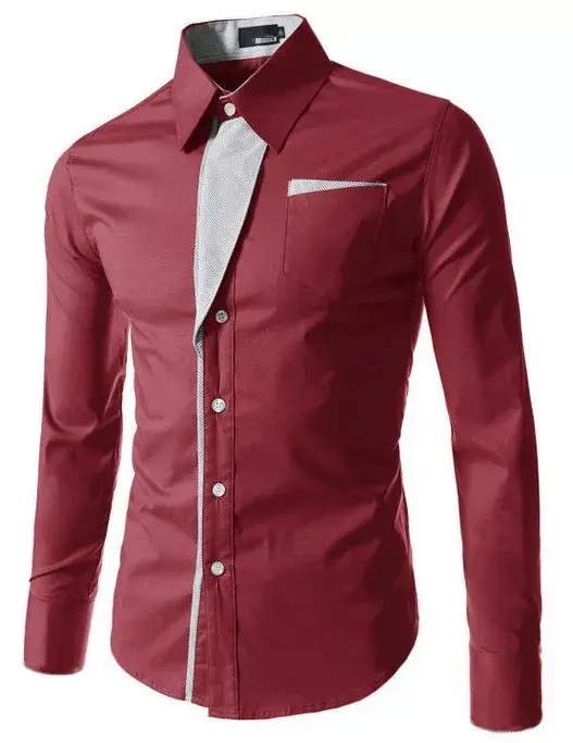 Men's Blue Button-Down Shirt with Striped Inner — feature 15