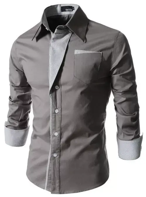 Men's Blue Button-Down Shirt with Striped Inner — feature 18