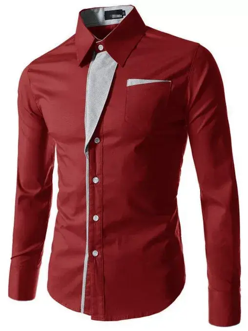 Men's Blue Button-Down Shirt with Striped Inner — feature 21