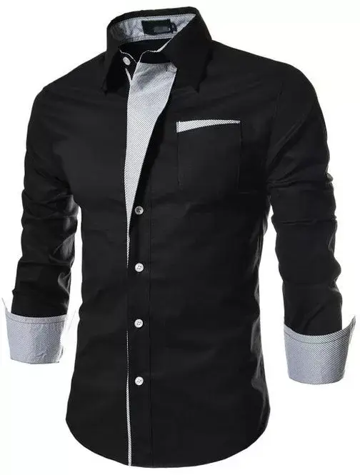 Men's Blue Button-Down Shirt with Striped Inner — feature 24