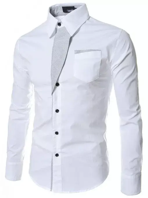 Men's Blue Button-Down Shirt with Striped Inner — feature 25