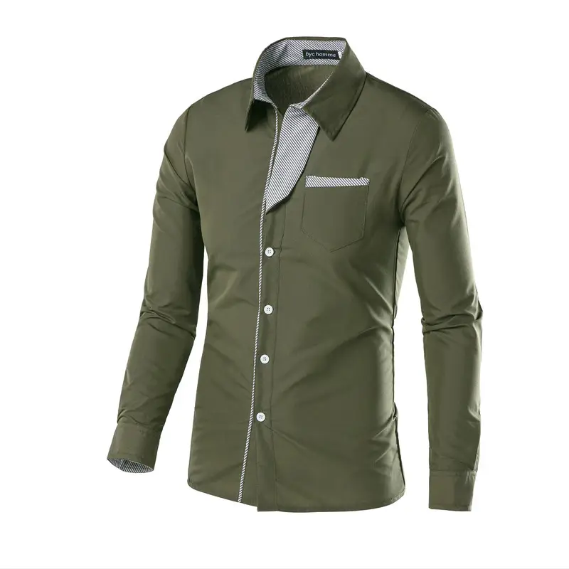 Men's Blue Button-Down Shirt with Striped Inner - Image 15