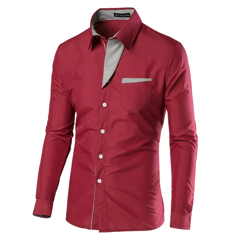 Men's Blue Button-Down Shirt with Striped Inner - Image 18