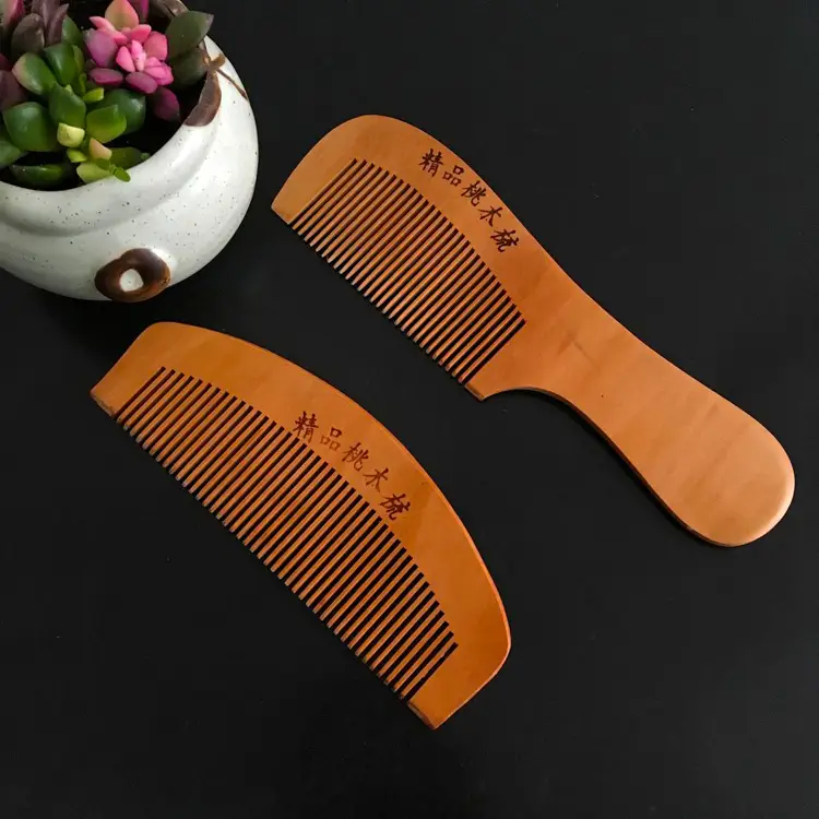 Peach Wood Hair Comb with Anti-Static Design - Image 3
