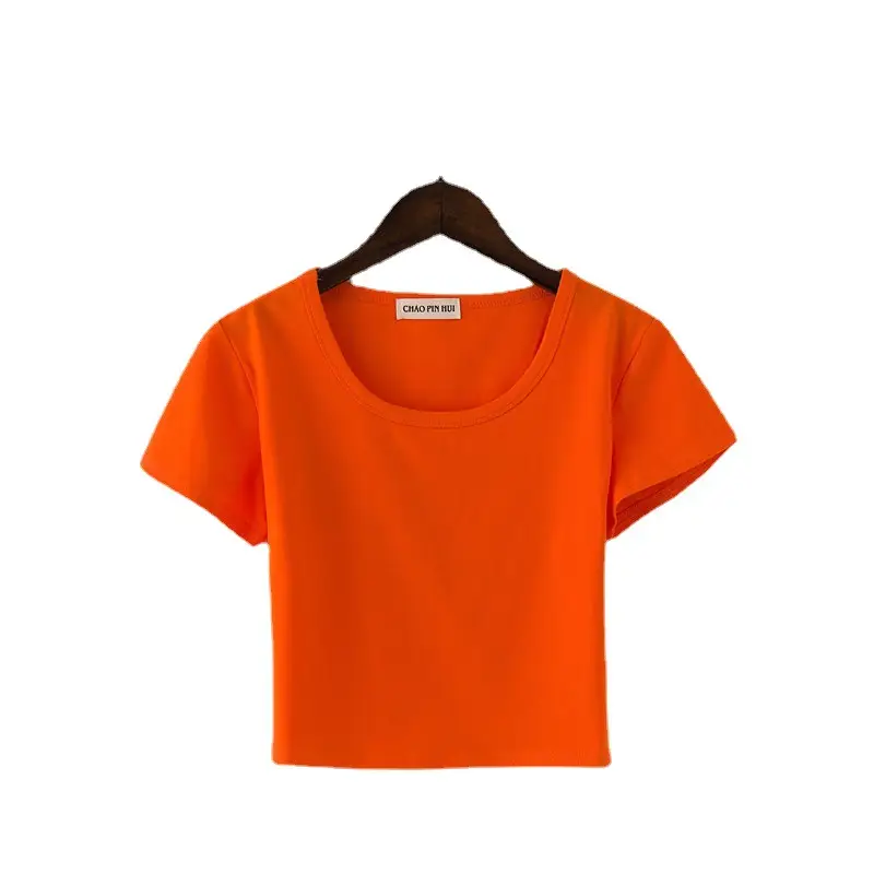 Women Yellow Navel Exposed Short Sleeve T-Shirt - Image 9