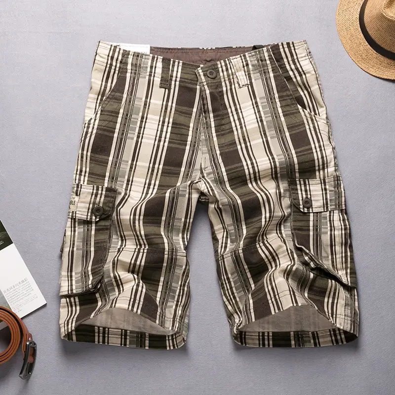 Men Plaid Cotton Shorts Summer Casual Plus Size - Image 2
