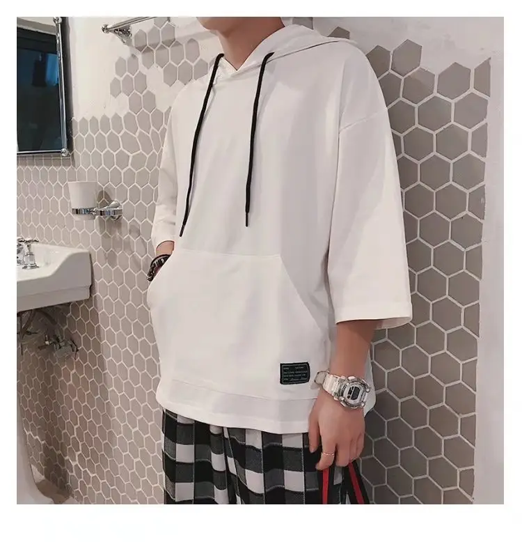 Men Blue Hoodie One Piece 3/4 Sleeve — feature 33
