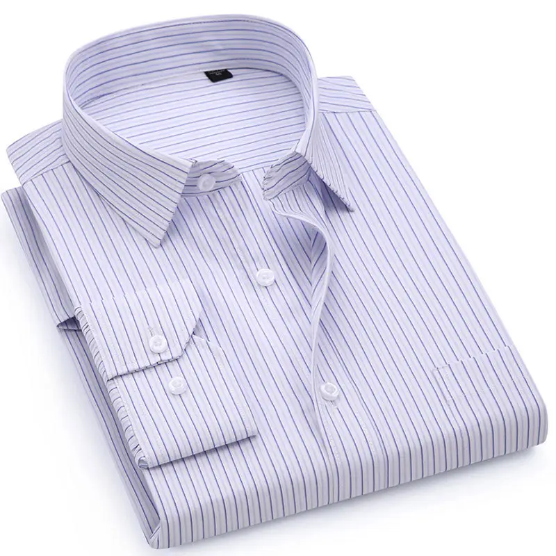 Middle-Aged Striped Flat Cut Shirts - Image 14