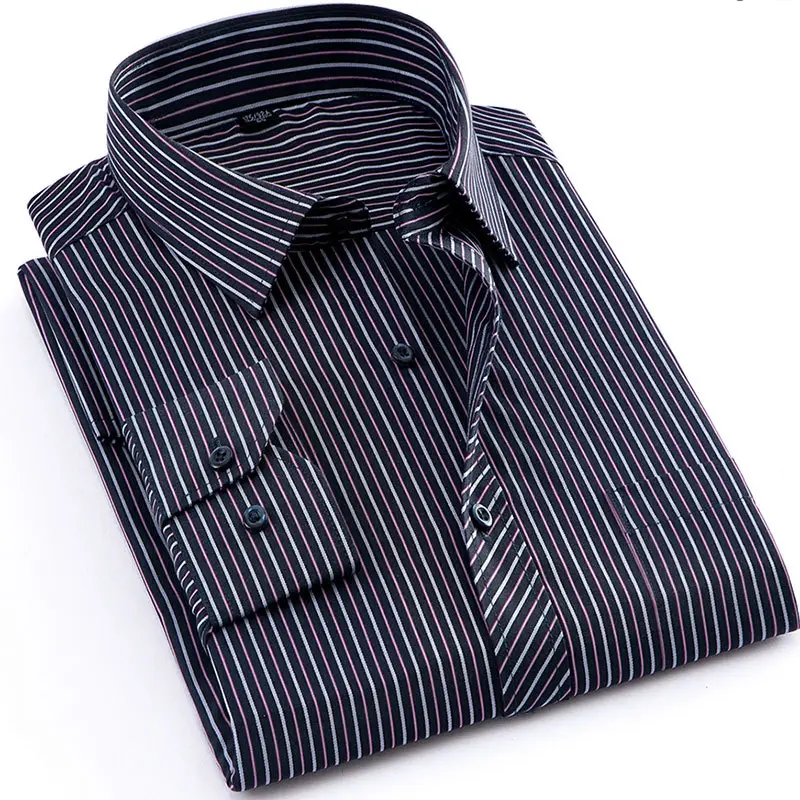 Middle-Aged Striped Flat Cut Shirts - Image 17