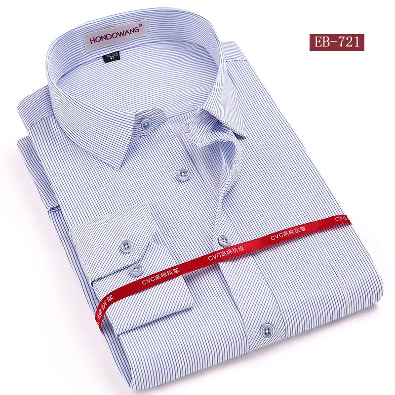 Middle-Aged Striped Flat Cut Shirts - Image 12