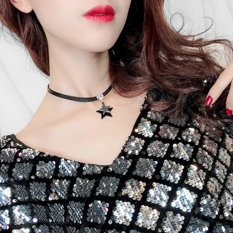 Black Star Clavicle Chain Necklace for Women - Image 5