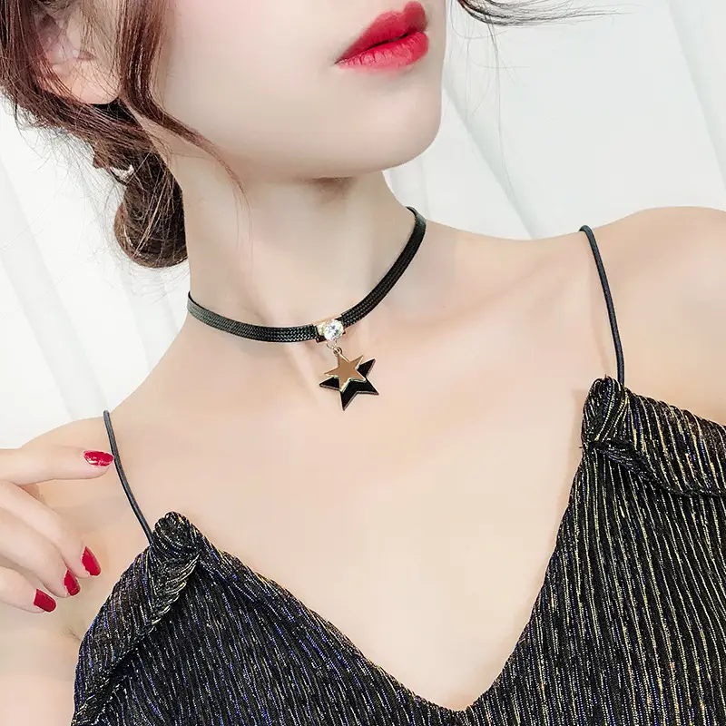 Black Star Clavicle Chain Necklace for Women - Image 2