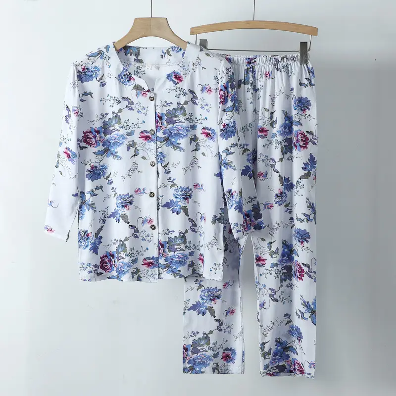 Cotton Silk Two-Piece Suit for Elderly Women - Image 7