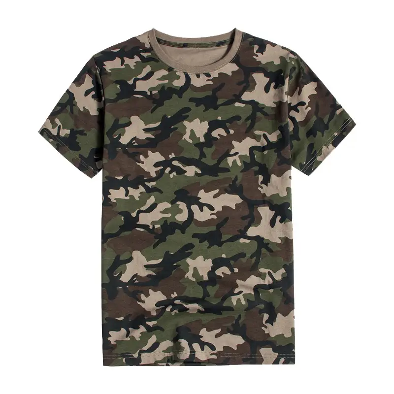 Men Camo Cotton T-Shirt Short Sleeve Jungle Print