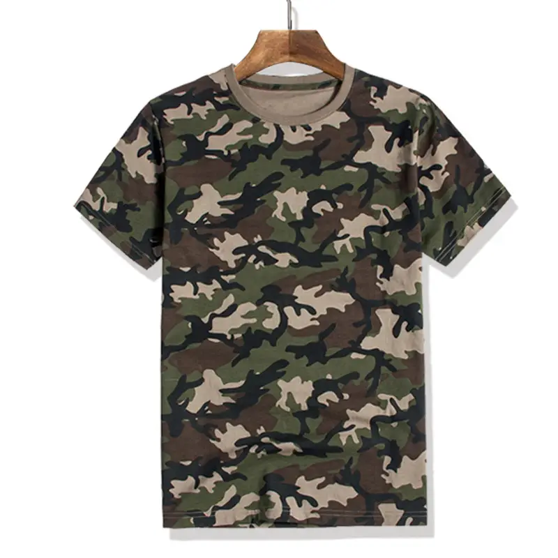 Men Camo Cotton T-Shirt Short Sleeve Jungle Print