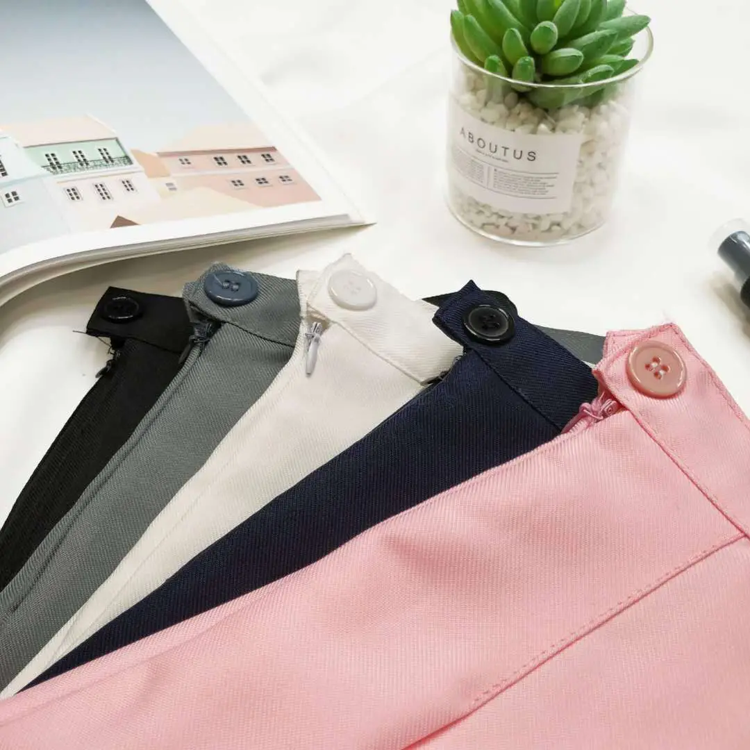Korean Style Pleated Skirt Grey High Waist — feature 11