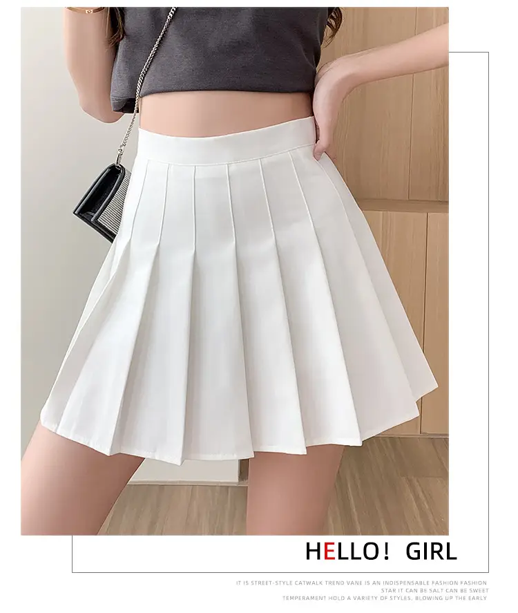 Korean Style Pleated Skirt Grey High Waist — feature 4