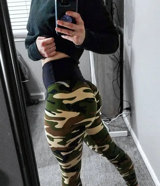 Women Camouflage Hip Yoga Pants Blue Purple — feature 1