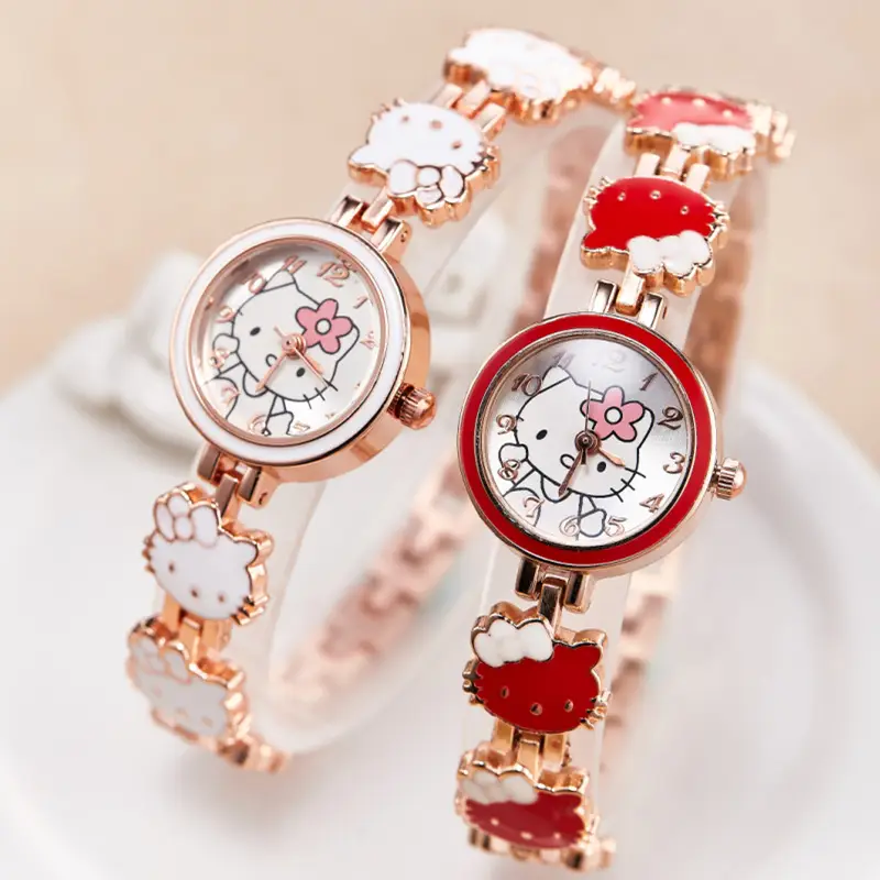New KT cat watch women's fashion cute children's bracelet steel belt watch women's student electronic quartz watch - Image 7