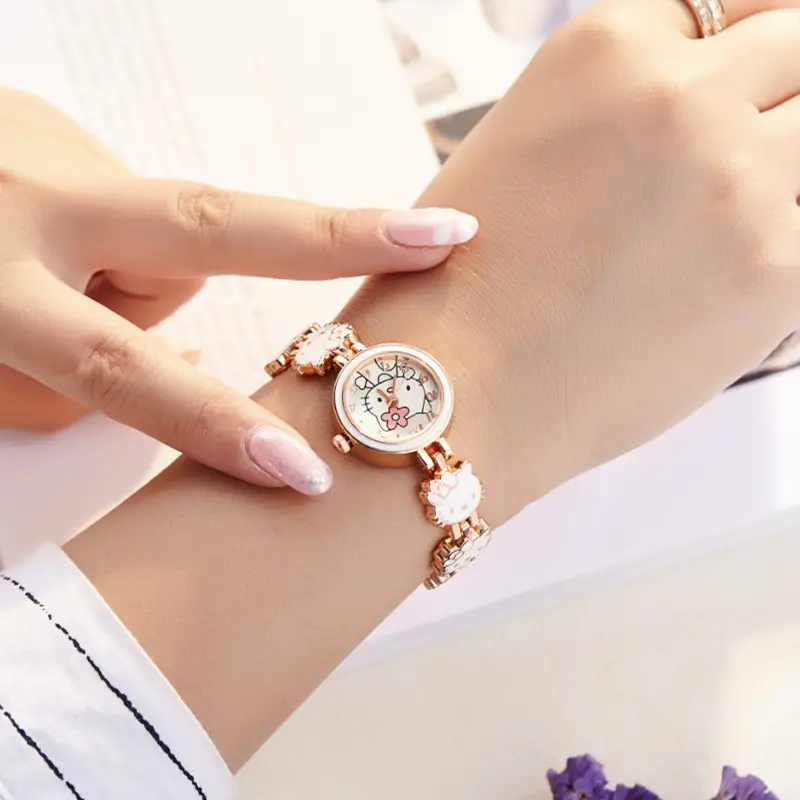 New KT cat watch women's fashion cute children's bracelet steel belt watch women's student electronic quartz watch - Image 9