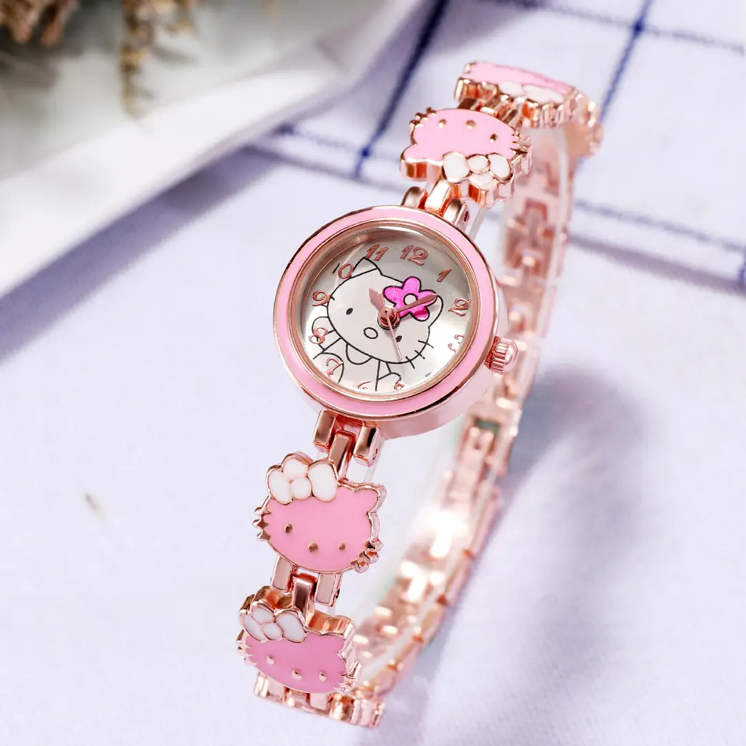 New KT cat watch women's fashion cute children's bracelet steel belt watch women's student electronic quartz watch - Image 3