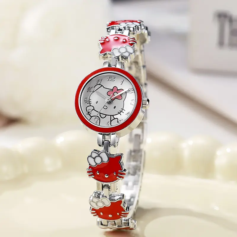 New KT cat watch women's fashion cute children's bracelet steel belt watch women's student electronic quartz watch - Image 6