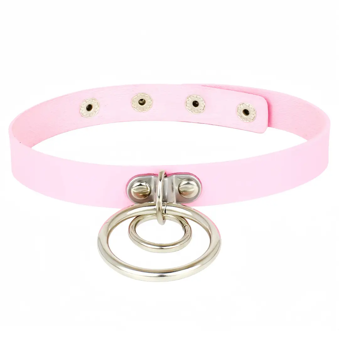 Double Ring Leather Choker for Women European American Fashion - Image 4