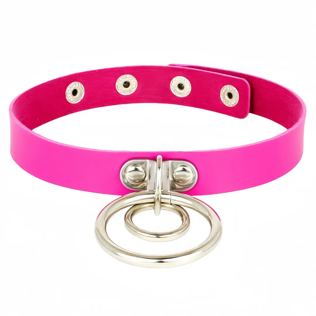 Double Ring Leather Choker for Women European American Fashion - Image 6
