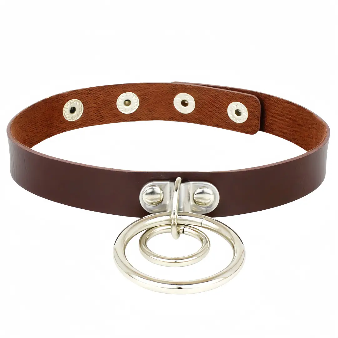 Double Ring Leather Choker for Women European American Fashion - Image 8