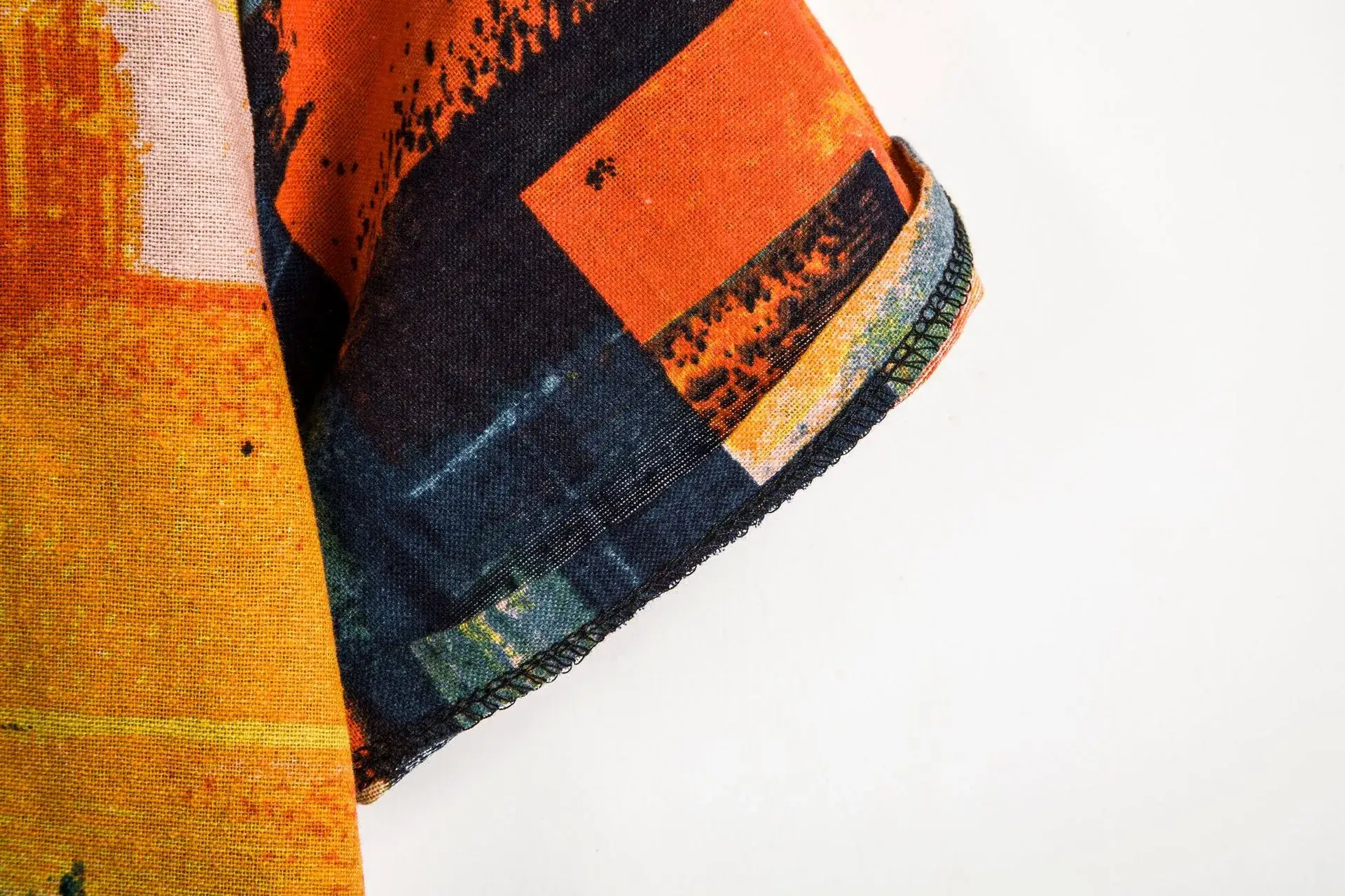 2019 Men's Abstract Print Linen Pullover Shirt - Image 5