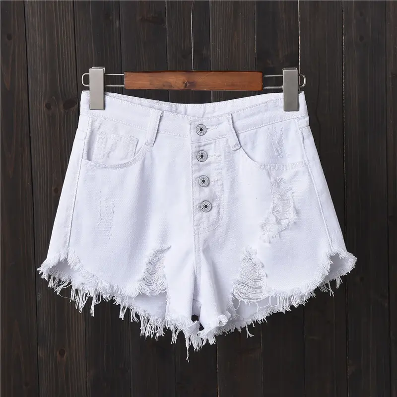 Women Smoke Grey Ripped Denim Shorts Large
