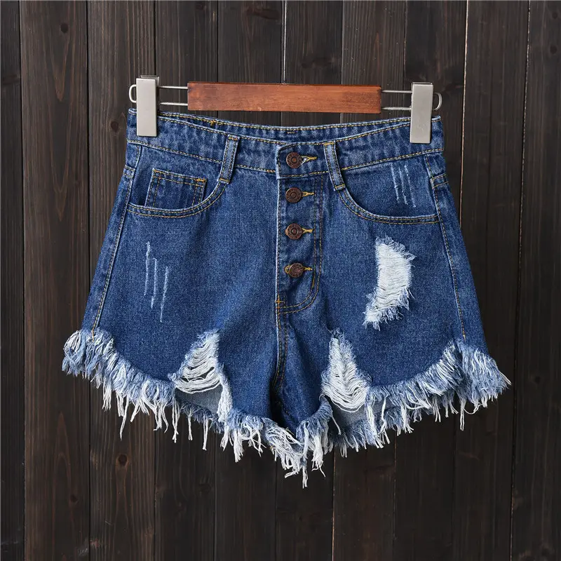 Women Smoke Grey Ripped Denim Shorts Large
