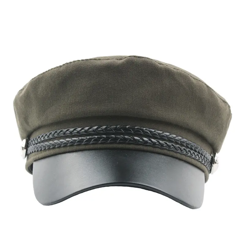 Navy Leather Rope Button Cap for Women - Image 8