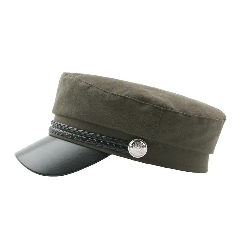 Navy Leather Rope Button Cap for Women - Image 9