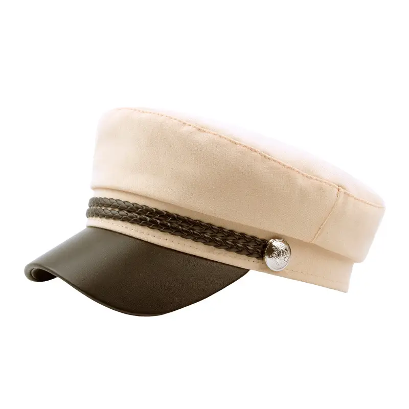 Navy Leather Rope Button Cap for Women - Image 4