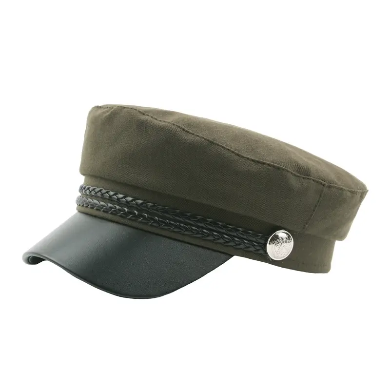 Navy Leather Rope Button Cap for Women - Image 5