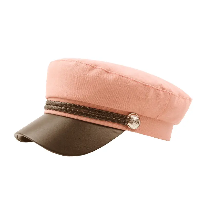 Navy Leather Rope Button Cap for Women - Image 6
