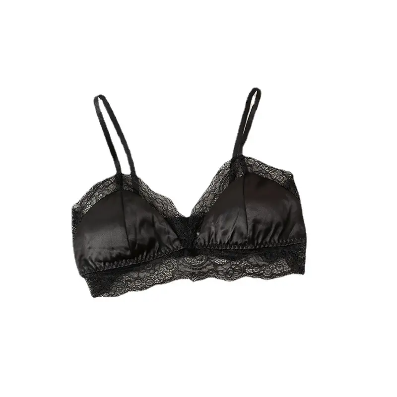 Yuyue Silk Wireless Bra Summer New Cross-Border Style Mulberry Silk Bra Sexy Lace French Style Lingerie for Women