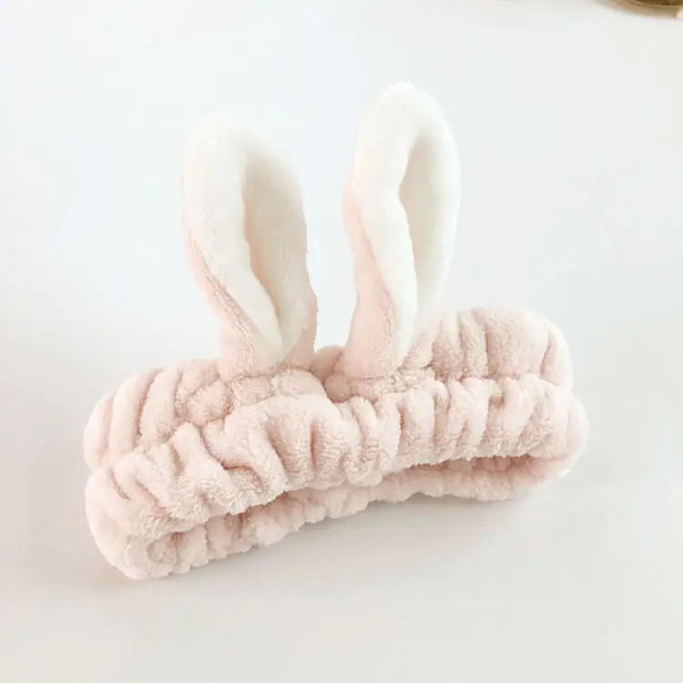 Plush Pink Hair Band with Rabbit Ears Design - Image 2